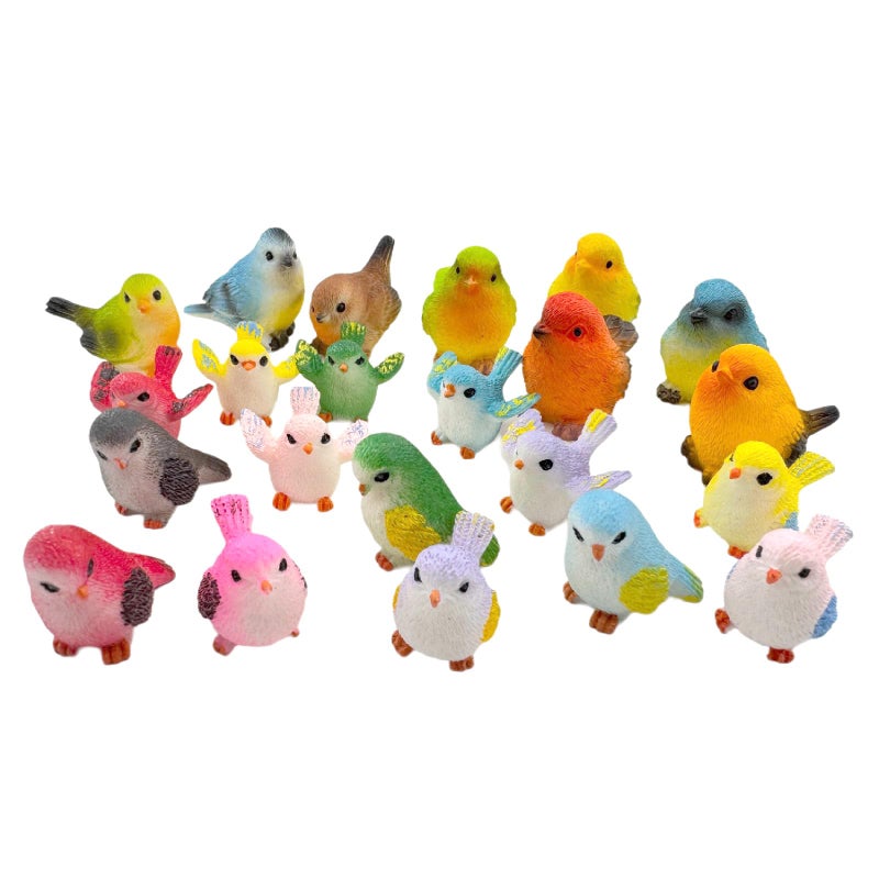 HYSTYLE 22pcs Bird Decorative Figurines, Simulation Miniature Bird Figurines for Fairy Garden Micro Landscape Decoration - Image 1
